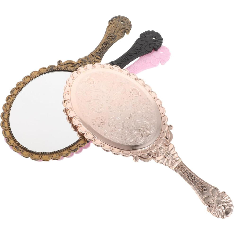Hkhbjs 4Pcs Vintage Floral Handle Makeup Mirrors Portable Handheld Vanity Accessories Compact Travel Mirrors