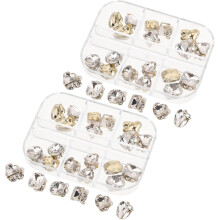 48pcs Square White Glass Rhinestones for Nail Art Decorative Flatback Charms DIY Crafting and Jewelry Making