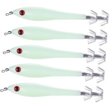 5 Pcs Luminous Squid Fishing Hooks Baits 9.5cm 6g Small Fish Shape Plastic Lures High Strength
