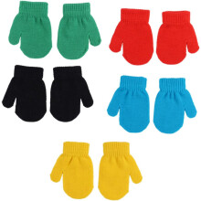 Lot de 5 paires de gants tricotés chauds d'hiver pour garçons et filles, mitaines intégrales unisexes.