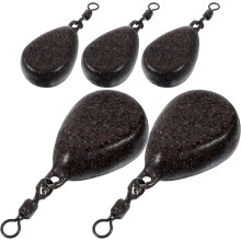5 Stück Angelbleie mit Ringen, Eisenbleie, 57 g, flach, birnenförmig, glatte Oberfläche, Karpfenangelzubehör