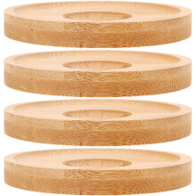 4pcs Rotatable Whiskey Glass Coasters with Stable Bamboo Base, Creative Gyroscope Design