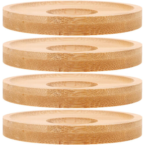 4pcs Rotatable Whiskey Glass Coasters with Stable Bamboo Base, Creative Gyroscope Design