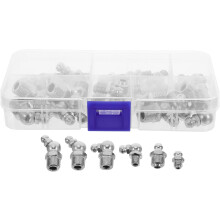 30Pcs Hydraulic Grease Zerk Fittings Set 1/4" 1/8" Straight Nozzles 304 Stainless Steel Automotive