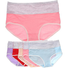5er-Pack einfarbige Baumwoll-Slips mit hohem Bund, bequeme und atmungsaktive Unterwäsche für Damen, zufällige Farbe