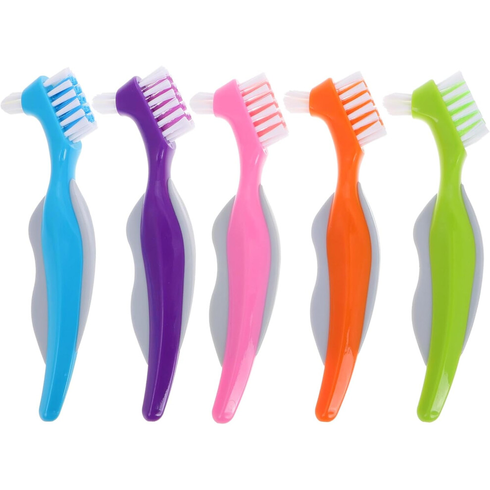 Hkhbjs Denture Cleaning Brush Set 5Pcs Double-Headed Hard And Soft Bristle Toothbrushes