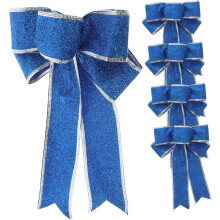 Stabile Stoff-Weihnachtsschleifen, 5er-Set, für Baumschmuck, Weihnachtsdekorationen