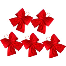5 Stück rote Stoff-Weihnachtsbaumschleifen für festliche Dekorationen, Stoffmaterial, Partyornamente