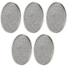 5 Stück 25 mm runde DIY-Schmuckzubehör-Basistabletts aus Legierung für Bastelarbeiten und Harzverarbeitung, silberfarben