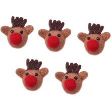 Lot de 5 décorations de Noël en feutrine : chapeau, corsage en forme de bois de cerf, broche de poitrine, motif dessin animé.