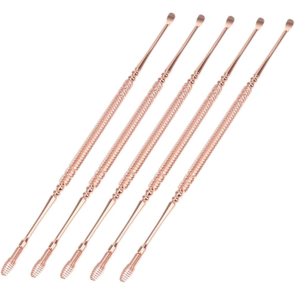 Hkhbjs Gold 5Pcs Double-Ended Spring Ear Spoon For Ear Earwax Scoop Cleaning Spoon Removal Tool