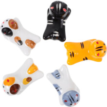 Lot de 5 repose-baguettes en céramique en forme de chat, support pour baguettes de bureau