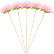 5 stuks geurstokjes in de vorm van bloemen, gemaakt van hout met een artistiek roze design, ideaal voor etherische oliën.