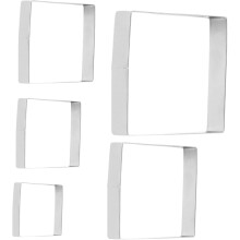 Lot de 5 emporte-pièces carrés en acier inoxydable pour biscuits et pâtisseries, polyvalents et adaptés à de multiples usages.