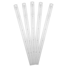 Hochwertige Messlineale aus Edelstahl, 5 Stück, 50 cm/20 Zoll, doppelseitige Metallskala, metrisch, imperial