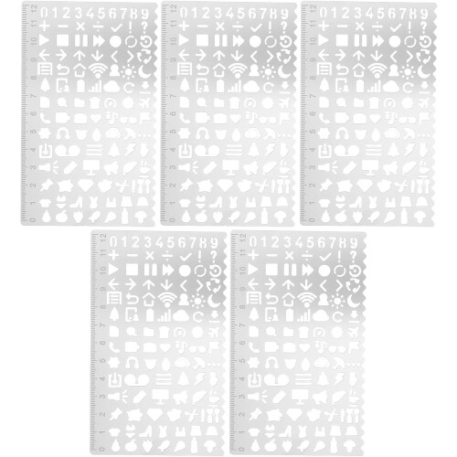 5pcs Drawing Template Ruler Metal Stencil for Creative DIY Journal Scrapbook Crafting Reusable