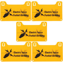 5pcs Plastic Electric Fence Warning Signs 20x12.8cm High Voltage Safety Labels