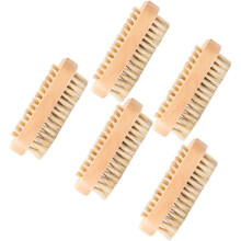 Set van 5 houten borstels voor het reinigen van varkensmanen, lange houten handwas- en nagelborstel