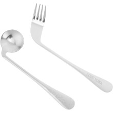 Ensemble de 5 fourchettes et cuillères coudées, légères et ergonomiques, en acier inoxydable.