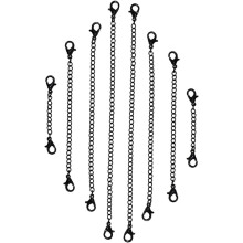 5-teiliges Set schwarzer Edelstahl-Verlängerungsketten für Halsketten und Armbänder mit Karabinerverschluss