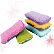 Lot de 5 éponges à récurer double face pour la cuisine, anti-rayures, pour un nettoyage efficace de la vaisselle.