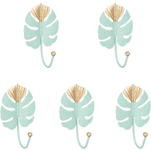 5 Stück Wandhaken aus Eisen in Monstera-Blattform, gratfrei, einfache Montage, Kleiderhaken