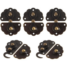 5-teiliges Set antiker Messing-Linkshaken-Metallverschlüsse für kleine Schmuckkästchen aus Holz