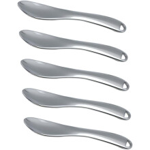 Juego de 5 espátulas cosméticas plateadas, cucharitas pequeñas para el cuidado de la piel, aplicadores de crema para ojos y cucharas para loción.