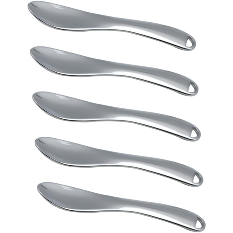 Hkhbjs Silver/Cream 5Pcs Cosmetic Spatulas Small Skincare Scoops Eye Applicators Lotion Spoons Set