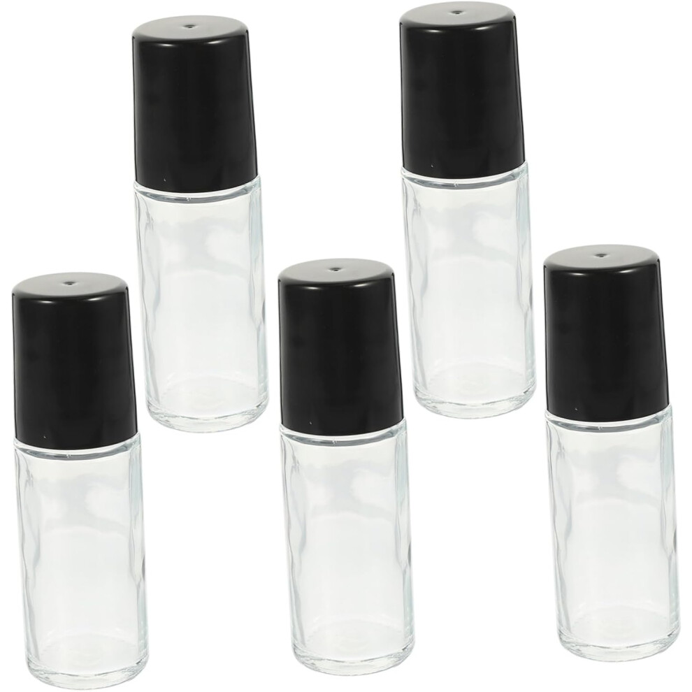 Hkhbjs 5Pcs Refillable Glass Roller Bottles Empty Oil Roller Essential Oil Bottles For Travel Toiletry Containers
