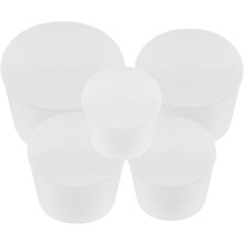 Lot de 5 bouchons en caoutchouc solide pour tubes à essai, pour une fermeture hermétique lors d'expériences scientifiques en laboratoire.