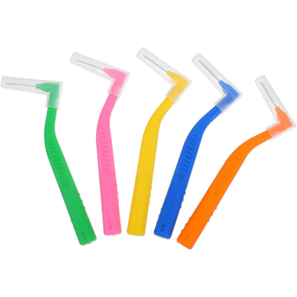 Hkhbjs 5Pcs L-Shaped Interdental Brushes Long Handle Tooth Flossers Angled Oral Toothbrushes