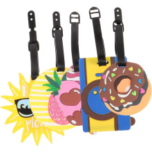5 Stück Gepäckanhänger mit Cartoon-Motiven, Reisekoffer-Bordkartenanhänger aus weichem PVC-Material, lustige Gepäckanhänger für Koffer