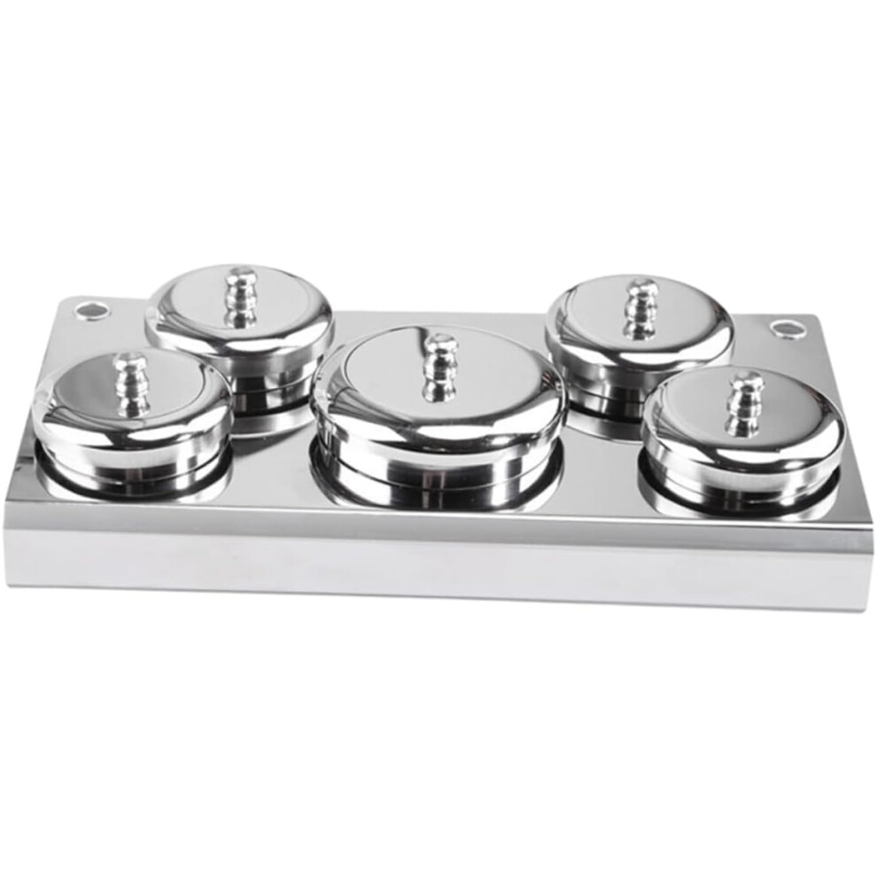 Hkhbjs Silver 5Pcs Portable Nail Art Crystal Liquid Powder Cups Stainless Steel Nail Containers