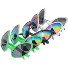 5-teiliges Set mit Alien-Party-Sonnenbrillen, lustige, dekorative Sommerbrillen aus Kunststoff in Grün und Silber