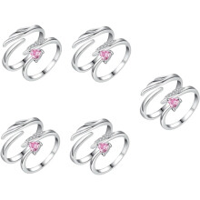 5 Paar Zirkonia-Ringe, elegante Fingerflügelringe, kreative Dekorationen für Frauen und Paare zum Valentinstag