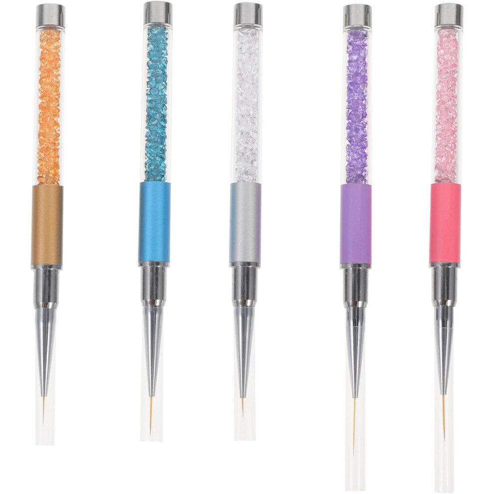 Hkhbjs 5Pcs Nail Art Lining Pen For Manicure Diy Painting Liner Brush Diamond Tip For Nail Art Drawing And Painting