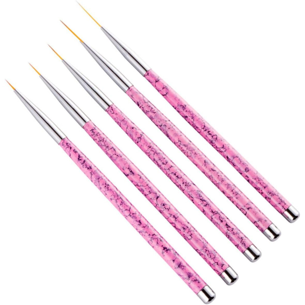 Hkhbjs Pink 5Pcs Nail Art Pen Set Fine Brushes For Precision Drawing And Liner Work Manicure Tools For Women Nail Art Supplies