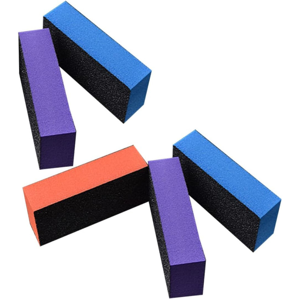 Hkhbjs 5Pcs Mixed Color Three-Sided Sponge Nail Files For Women Practical Manicure Tool
