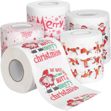 5 rouleaux de papier de soie de Noël avec motifs de dessins animés amusants pour la décoration de salle de bain lors des fêtes de Noël