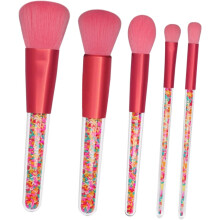 Ensemble de 5 pinceaux de maquillage à manche en forme de bonbon, kit de pinceaux végétaliens à poils naturels pour femmes et filles