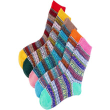 5 Paar Wollsocken für Damen, wadenlang, im Nationalstil, warm für Winter und Herbst