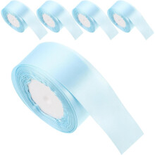 5 Rollen hellblaues Hochzeitsband, 4 cm breit, zum Verpacken von Blumensträußen, Basteln und für Partydekorationen
