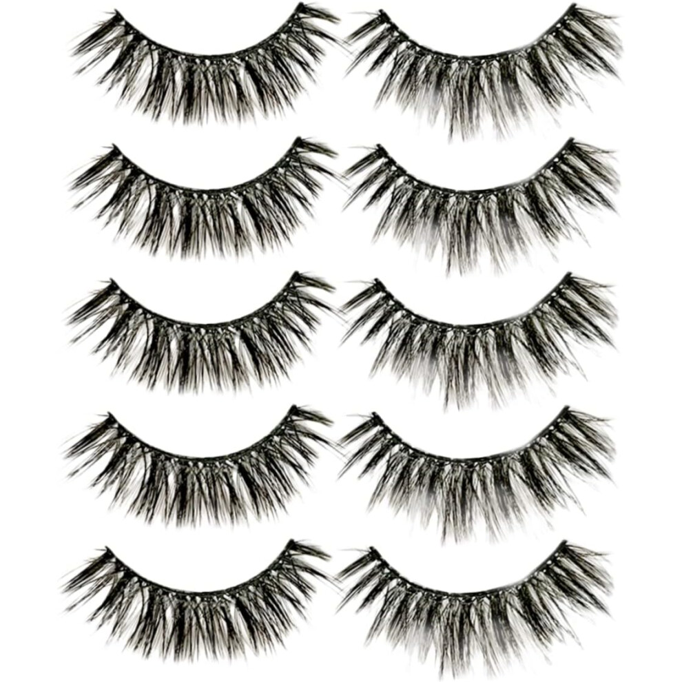 Hkhbjs 5Pairs Imitation Hair False Eyelashes Cross Eyelashes Natural Fake Reusable Self Adhesive