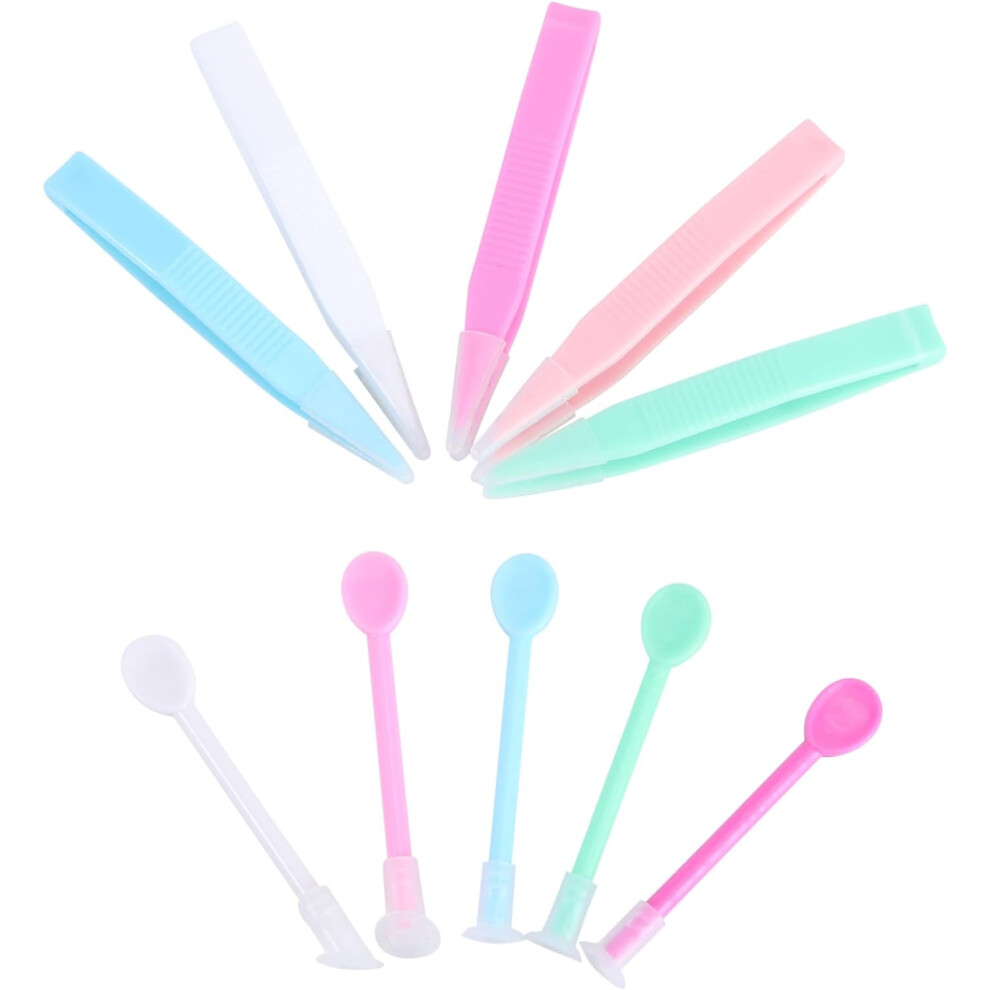 Hkhbjs Green/Blue 5Sets Travel Toiletries Kit Eyebrow Tweezers Suction Stick For Lenses Lens Remover And Tweezers Suction Rosy