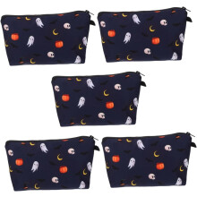 5er-Pack tragbare Kosmetiktaschen mit Cartoon-Motiven, vielseitige Make-up-Etuis mit Reißverschluss, ideal für Reisen und als Kulturbeutel.