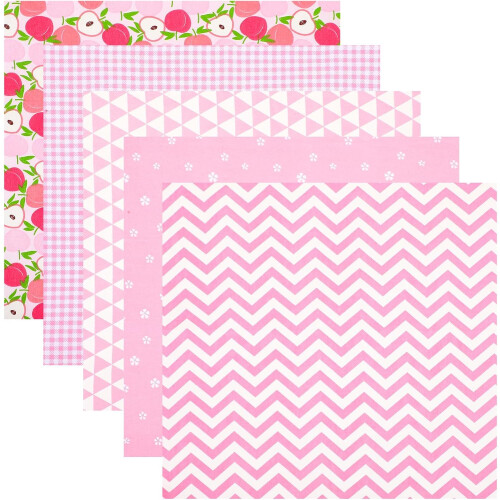5 Stück Baumwollstoffquadrate für DIY-Nähprojekte, Patchwork-Quiltstoffe