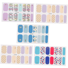 5 Sheets Nail Polish Decals Mixed Style Ultra-Thin Nail Polish Strips Full Cover Sticker Assorted Style