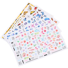 Vintage Butterfly and Rose Nail Art Stickers 5pcs Colorful Self-Adhesive Manicure Decals DIY Nail Decoration