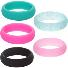 5-teiliges Set Fingerringe aus lebensmittelechtem Silikon mit Glitzerpuder und gebogenen Gelenken